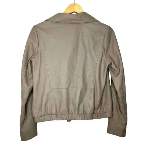 NWT Sam Edelman Grey Zip Up Genuine Leather Moto Jacket, Size S